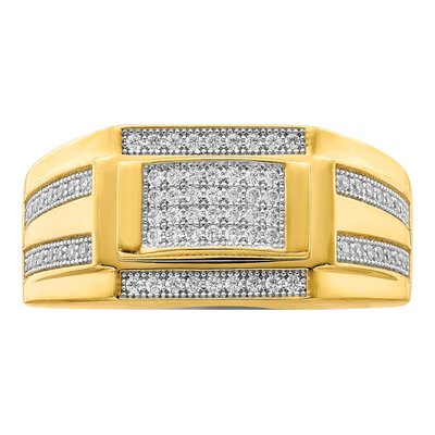 Men's 10K Yellow Gold CZ Signet Ring – view 6
