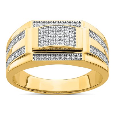 Men's 10K Yellow Gold CZ Signet Ring
