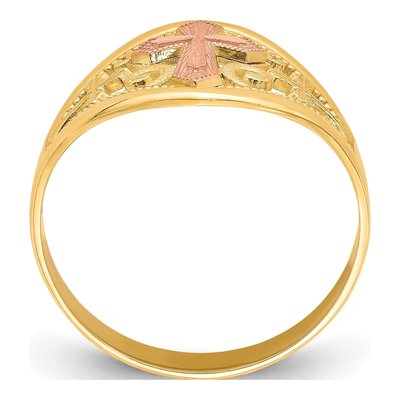 10K Two-Tone Gold Filigree Cross Ring – view 3