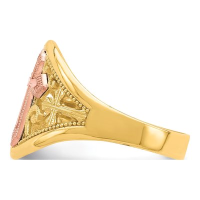 10K Two-Tone Gold Filigree Cross Ring – view 4