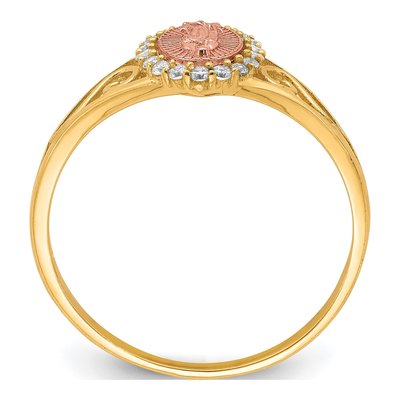 10K Two-Tone Gold CZ Our of Guadalupe Ring – view 3