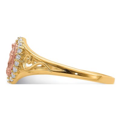 10K Two-Tone Gold CZ Our of Guadalupe Ring – view 4