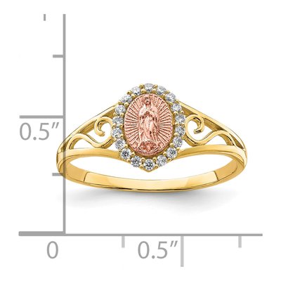 10K Two-Tone Gold CZ Our of Guadalupe Ring – view 5