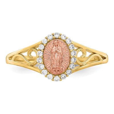 10K Two-Tone Gold CZ Our of Guadalupe Ring – view 6