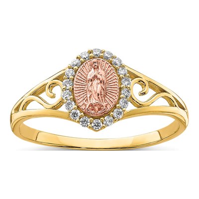10K Two-Tone Gold CZ Our of Guadalupe Ring