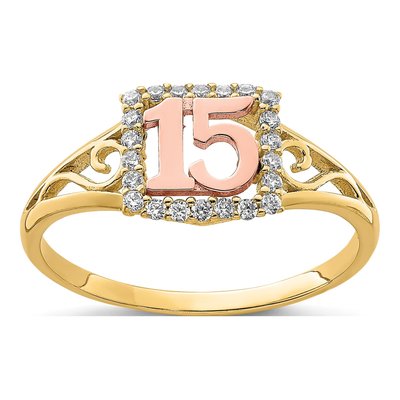 10K Two-Tone Gold CZ Ring