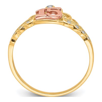 10K Two-Tone Gold CZ Crown Ring – view 3