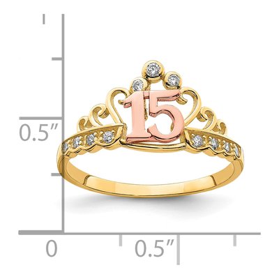 10K Two-Tone Gold CZ Crown Ring – view 4