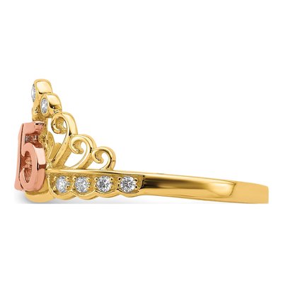 10K Two-Tone Gold CZ Crown Ring – view 5