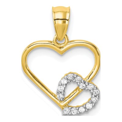 10K Yellow Gold CZ Heart Pendant