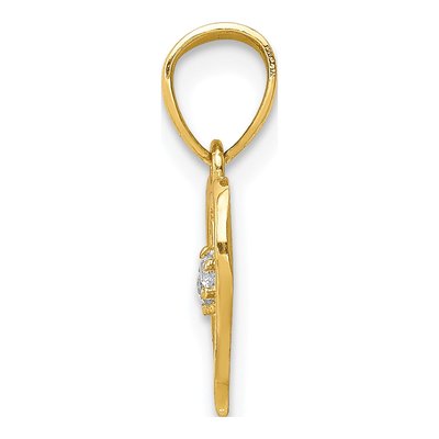 10K Yellow Gold CZ Heart Pendant – view 3