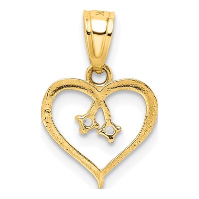 10K Yellow Gold CZ Heart Pendant – view 4