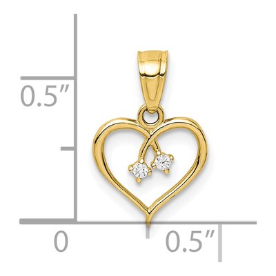 10K Yellow Gold CZ Heart Pendant – view 5
