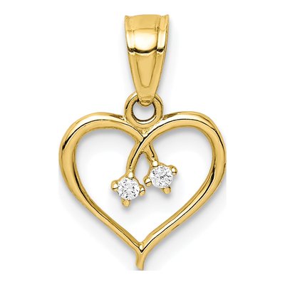 10K Yellow Gold CZ Heart Pendant