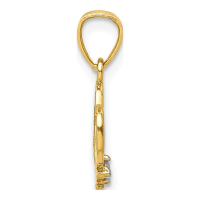 10K Yellow Gold CZ Heart Pendant – view 3