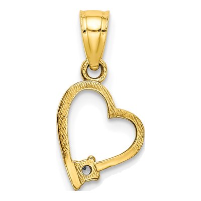 10K Yellow Gold CZ Heart Pendant – view 4