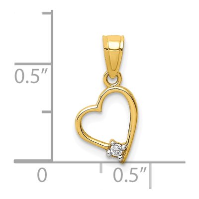 10K Yellow Gold CZ Heart Pendant – view 5
