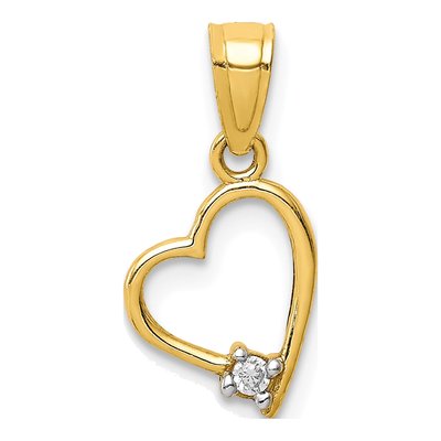 10K Yellow Gold CZ Heart Pendant