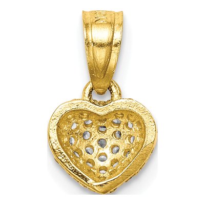 10K Yellow Gold CZ Micro-Pave Tiny Heart Pendant – view 4