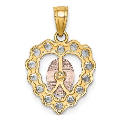 10K Two-Tone Gold CZ Our of Guadalupe Pendant – view 4
