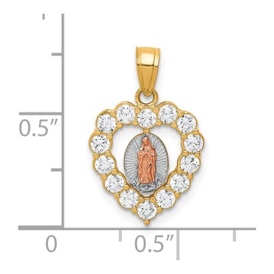 10K Two-Tone Gold CZ Our of Guadalupe Pendant – view 5