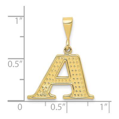 10K Yellow Gold Textured Initial A Pendant – view 4