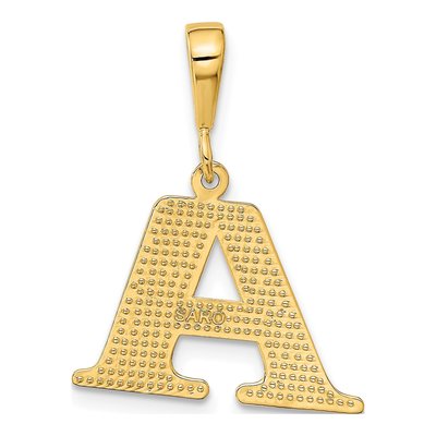 10K Yellow Gold Textured Initial A Pendant – view 5