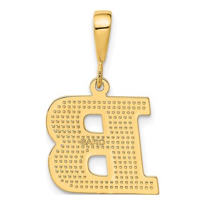 10K Yellow Gold Textured Initial B Pendant – view 5