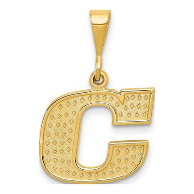 10K Yellow Gold Textured Initial C Pendant