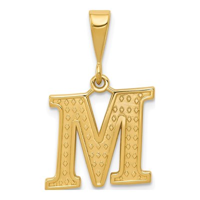 10K Yellow Gold Initial M Pendant