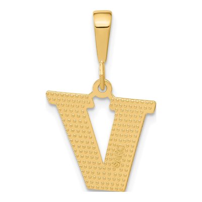 10K Yellow Gold Textured Initial V Pendant – view 5