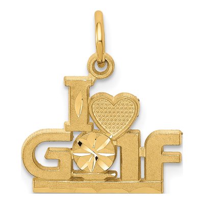 10K Yellow Gold I Heart Golf Pendant