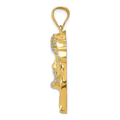 10K Yellow Gold CZ Jesus Face Pendant – view 3