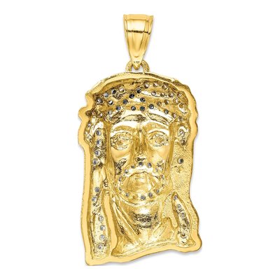 10K Yellow Gold CZ Jesus Face Pendant – view 4