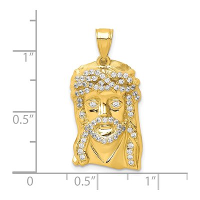 10K Yellow Gold CZ Jesus Face Pendant – view 5