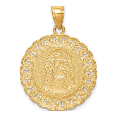 10K Yellow Gold Diamond-Cut Jesus Face Pendant – view 4