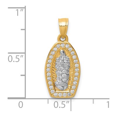 10K Yellow Gold CZ Our of Guadalupe Pave Pendant – view 5