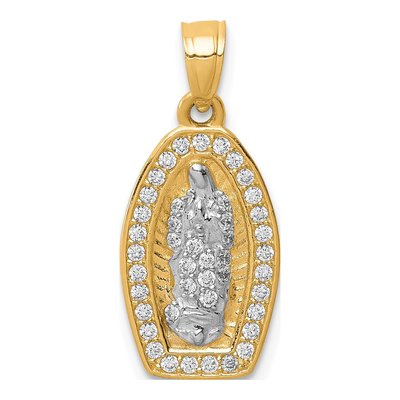 10K Yellow Gold CZ Our of Guadalupe Pave Pendant