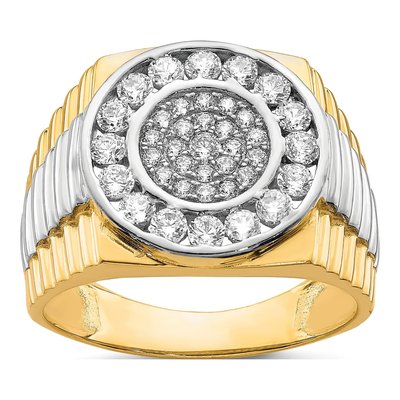 Men's 10K Yellow Gold CZ Halo Ring