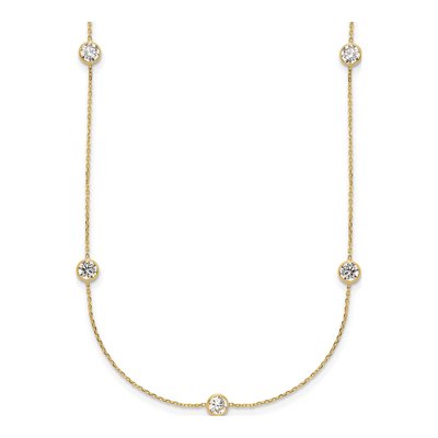 10K Yellow Gold CZ 7-Station Necklace