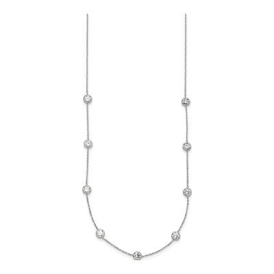 10K White Gold CZ 9-Station Necklace – view 3