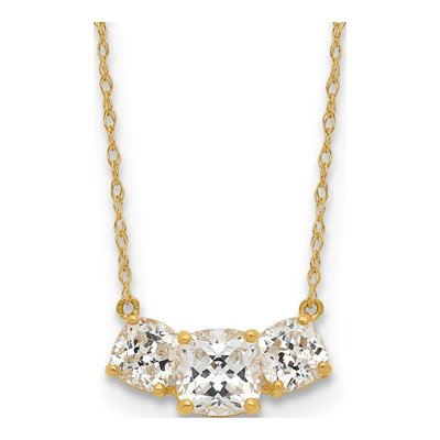 10K Yellow Gold 3-Stone CZ Necklace