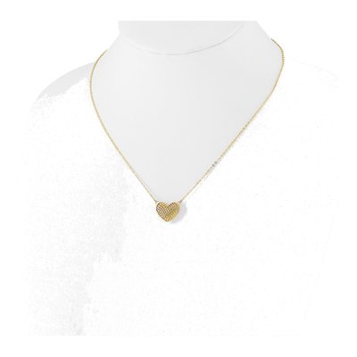 10K Yellow Gold Hollow Basketweave Heart Necklace – view 3