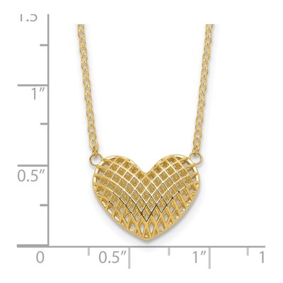 10K Yellow Gold Hollow Basketweave Heart Necklace – view 4