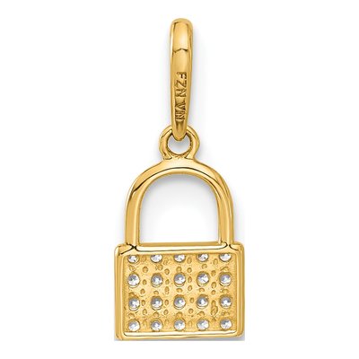 10K Yellow Gold CZ Padlock Charm – view 4