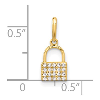 10K Yellow Gold CZ Padlock Charm – view 5