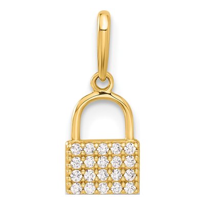 10K Yellow Gold CZ Padlock Charm
