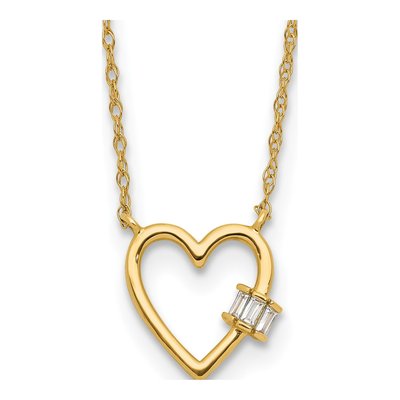 10K Yellow Gold CZ Heart Necklace