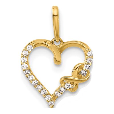 10K Yellow Gold CZ Infinity Heart Pendant