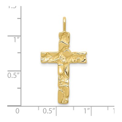 10K Yellow Gold Nugget Cross Pendant – view 4